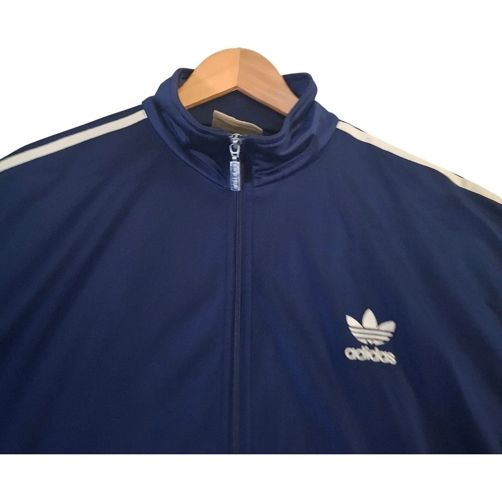 Vintage Adidas Originals Trefoil Track Jacket Navy Blue White Mens Large
